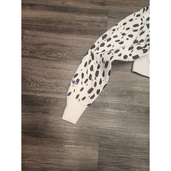Champion White and Black Dalmatian Print Cropped Hoodie - Picture 6 of 9